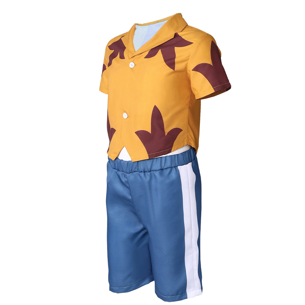 Kids Jumba Jookiba Costume Yellow T-shirt and Blue Shorts 2pcs Suit for Cosplay