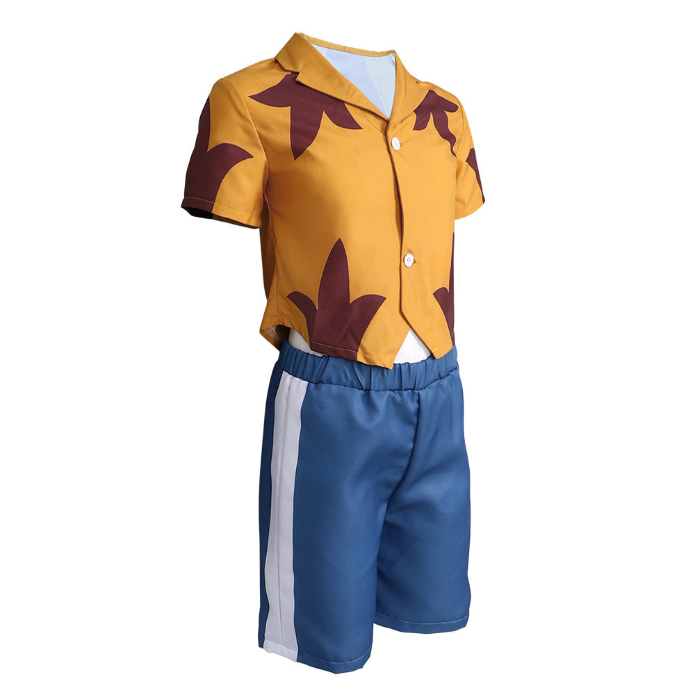 Kids Jumba Jookiba Costume Yellow T-shirt and Blue Shorts 2pcs Suit for Cosplay