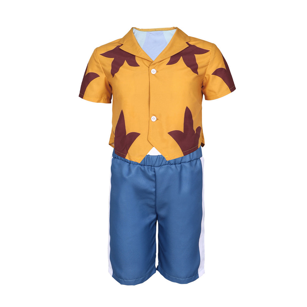 Kids Jumba Jookiba Costume Yellow T-shirt and Blue Shorts 2pcs Suit for Cosplay