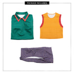 Holly Costume Retro Overalls Green Shirt and Vest 3pcs Suit for Cosplay Carnival