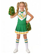 Girls Youth Hawkins Cheerleaders Costume Pom Poms Strange ST4 Green Uniform for Cosplay