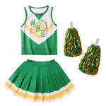 Girls Youth Hawkins Cheerleaders Costume Pom Poms Strange ST4 Green Uniform for Cosplay