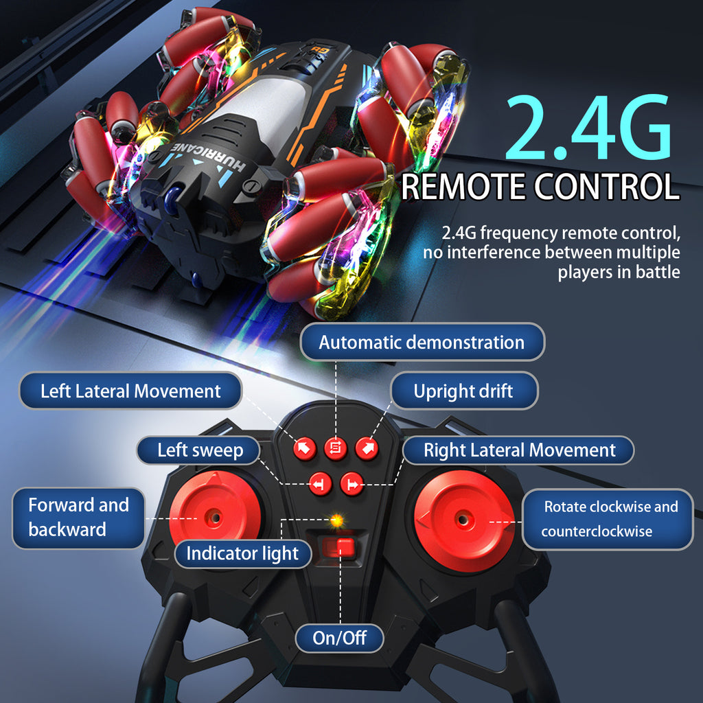 Gesture Sensing RC Stunt Car Remote Control RC Drift Car w/ Music and LED Lights