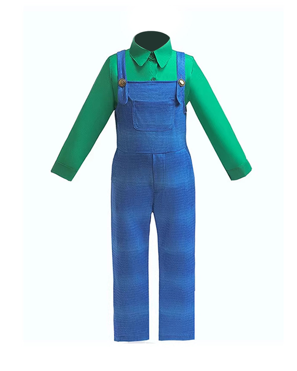 5pcs Super Plumber Brother Costume Shirt Overalls Hat  Gloves and Beard Set for Themed Party