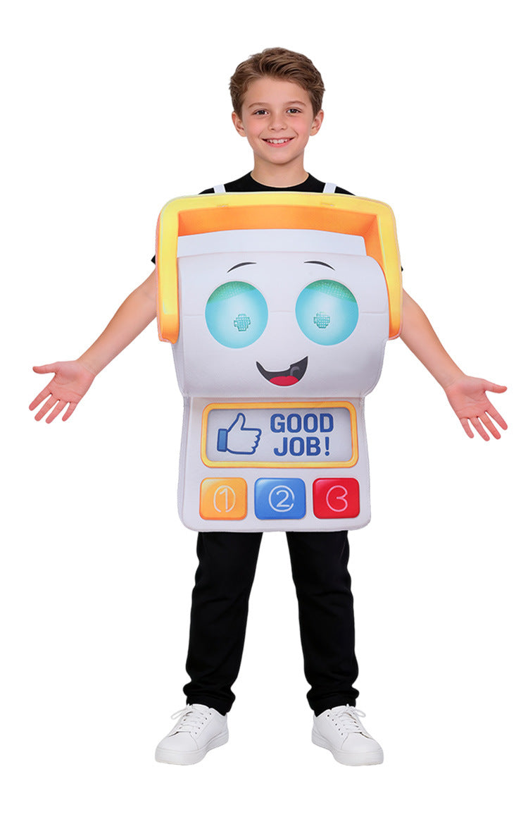 Kids Green Frog Tablet Costume Purple Camera Tunic Funny Movie Inspired Hi-Tech Toy Outfit for Group Halloween Dress Up