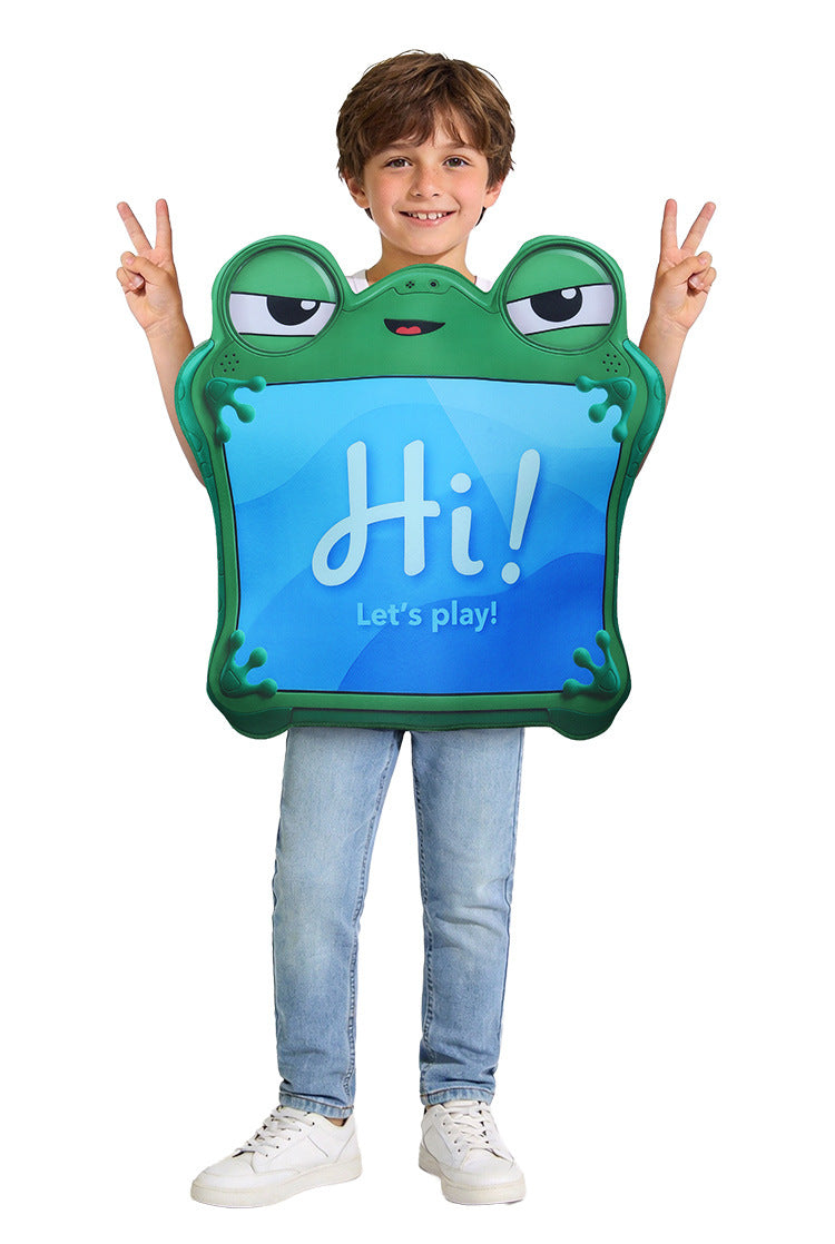 Kids Green Frog Tablet Costume Purple Camera Tunic Funny Movie Inspired Hi-Tech Toy Outfit for Group Halloween Dress Up