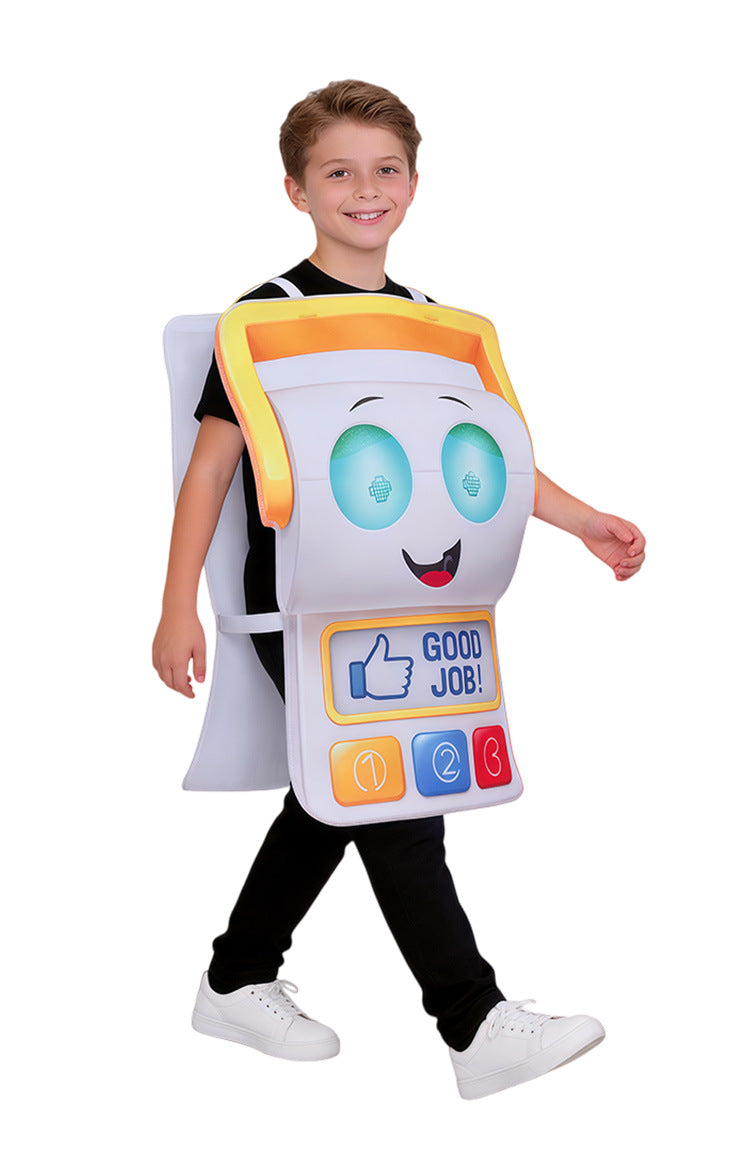 Kids Green Frog Tablet Costume Purple Camera Tunic Funny Movie Inspired Hi-Tech Toy Outfit for Group Halloween Dress Up
