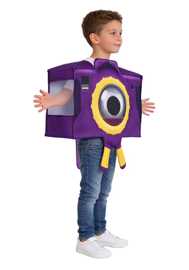 Kids Green Frog Tablet Costume Purple Camera Tunic Funny Movie Inspired Hi-Tech Toy Outfit for Group Halloween Dress Up