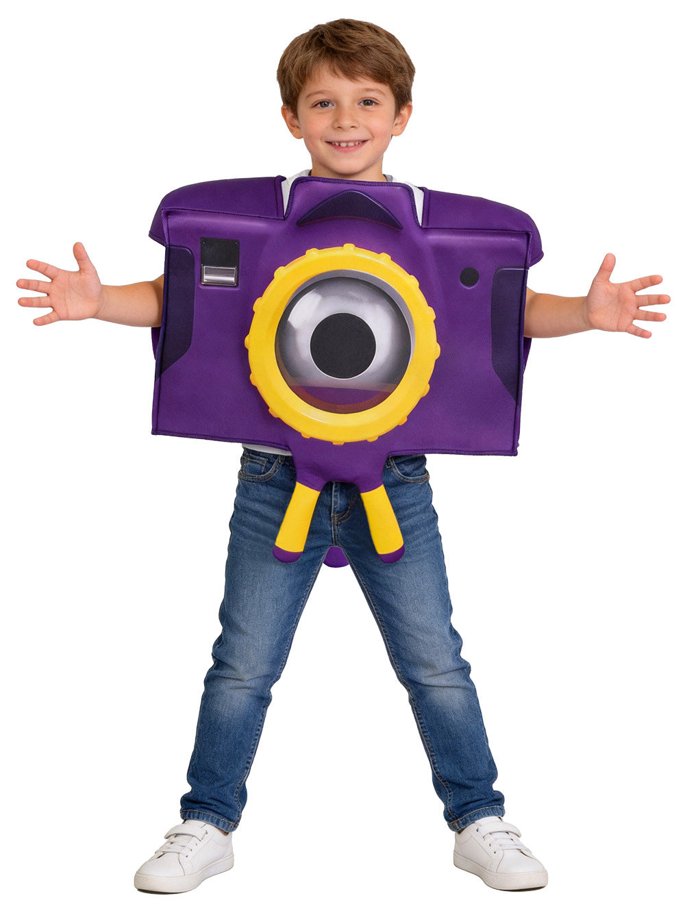 Kids Green Frog Tablet Costume Purple Camera Tunic Funny Movie Inspired Hi-Tech Toy Outfit for Group Halloween Dress Up