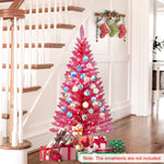 4ft Pink Christmas Tree Table Mini Artificial Tree with 50 Lights Sturdy Stand