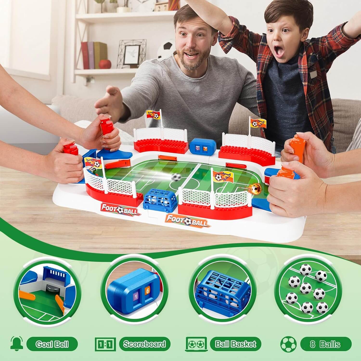 Mini Foosball Table Soccer Kids Football Board Game Parent-Child Football Toy for Kids 3+ and Adults