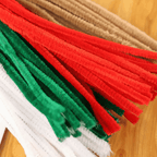 Hand Knitted Christmas Tree Colorful Twisted Plush Stick with LED String for Tabletop Xmas Tree (2 Pack)