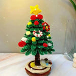 Hand Knitted Christmas Tree Colorful Twisted Plush Stick with LED String for Tabletop Xmas Tree (2 Pack)