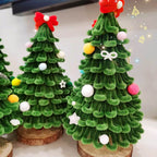Hand Knitted Christmas Tree Colorful Twisted Plush Stick with LED String for Tabletop Xmas Tree (2 Pack)