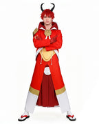 Men's TenSura Movie Benimaru Costume Red Tunic Skirt Suit for Cosplay Themed Party