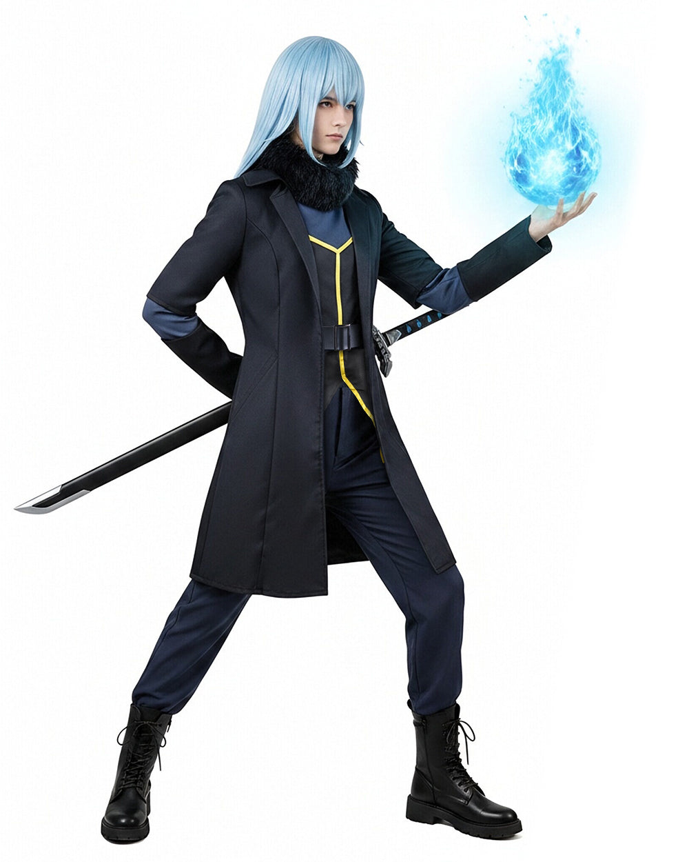 Adult Unisex TenSura Rimuru Costume Dark Blue Anime Inspired Outfit for Halloween Cosplay Carnivals