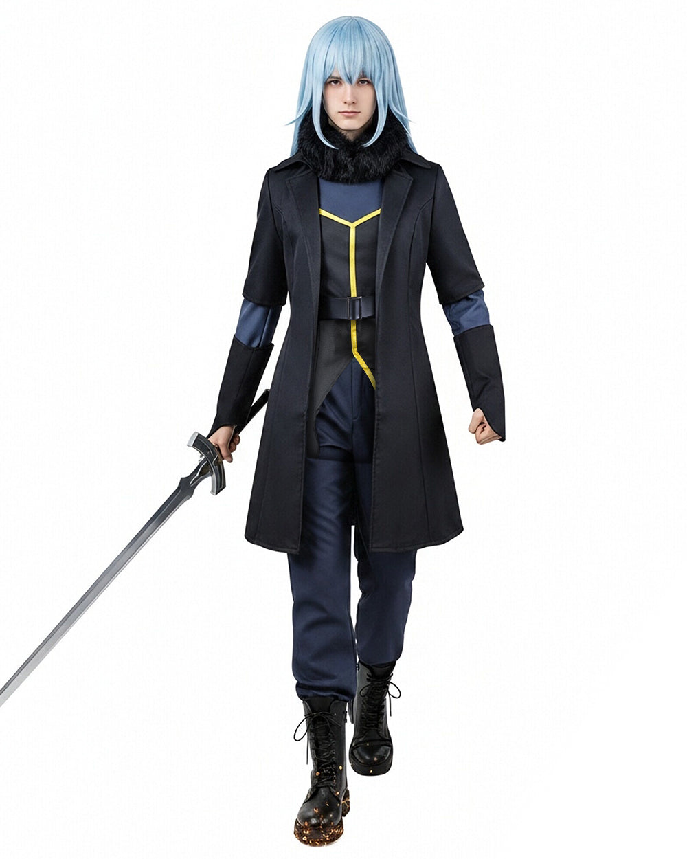 Adult Unisex TenSura Rimuru Costume Dark Blue Anime Inspired Outfit for Halloween Cosplay Carnivals