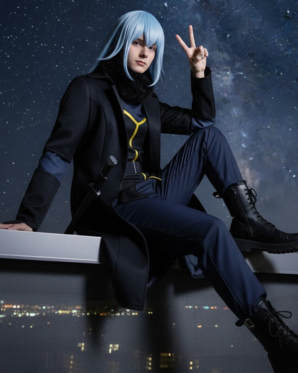 Adult Unisex TenSura Rimuru Costume Dark Blue Anime Inspired Outfit for Halloween Cosplay Carnivals