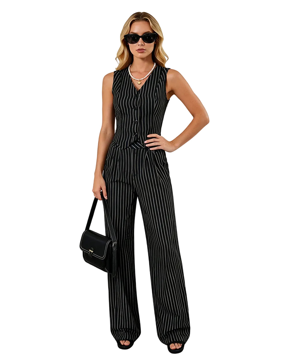 Women‘s Andy Black Vest and Trousers Set with Accessories for Professional Office Wear and Stylish Themed Parties Cosplay