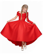 Girls Miranda Off Shoulder Formal Dress Red High Low Gown for Cosplay Birthday and Special Occasions