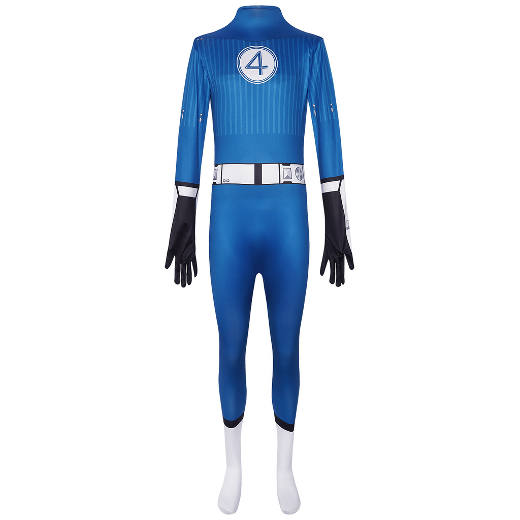 Mr Fantastic Costume Earth's Smartest Man Blue Jumpsuit Hero Suit for Kids Adults Cosplay