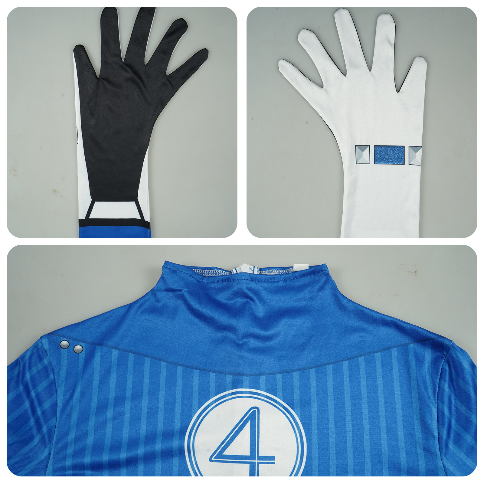 Mr Fantastic Costume Earth's Smartest Man Blue Jumpsuit Hero Suit for Kids Adults Cosplay