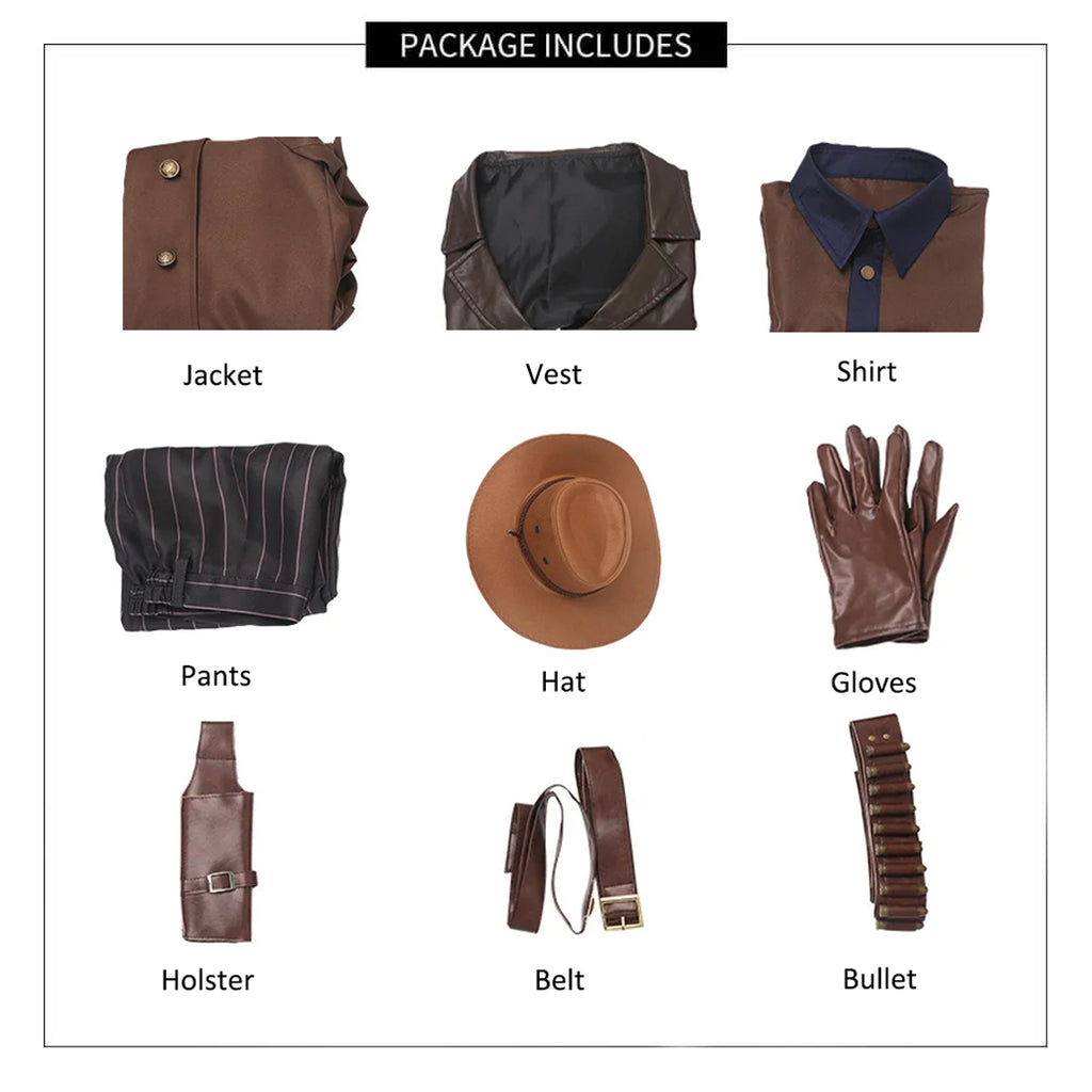 The Ghoul Costume Brown Coat Pants Hat and Accessories Full Set for Cosplay Party