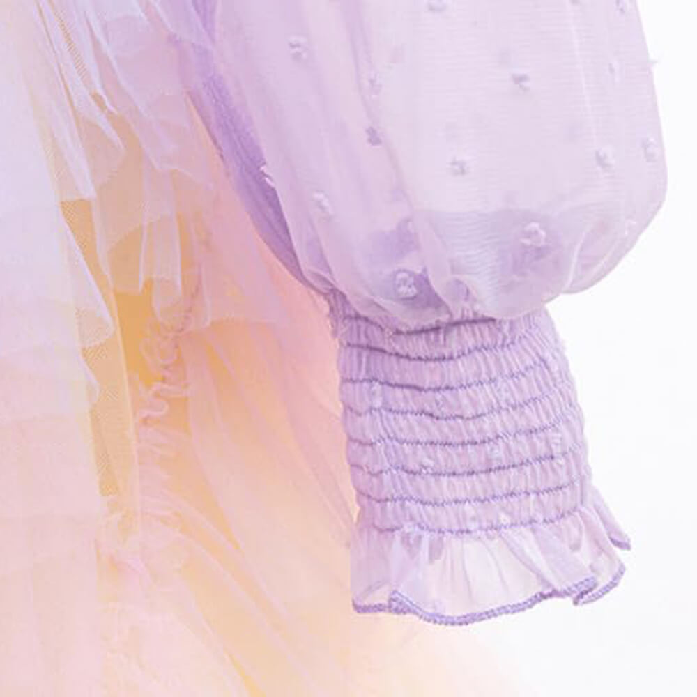 Lucy Gray Baird Costume Rachel Zegler as Lucy Cosplay Outfit Lavender Blouse and Tulle Skirt 2pcs Suit for Girls