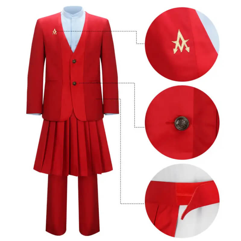 President Snow Costume Red Coriolanus Snow Cosplay Shirt Tops Pants and Skirt Outfit Full Set