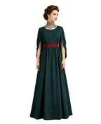 Women Ancient Greek Queen Dress Dark Green Flowing Toga Gown with Lace Collar and Belt for Halloween Cosplay