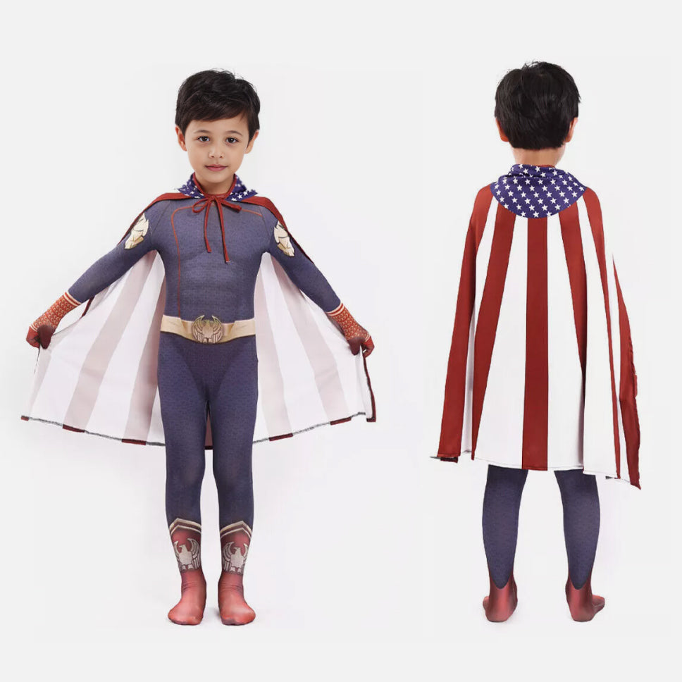 Boys Homelander Cosplay Costume Home Lander Battle Suit with Cape for Halloween Party