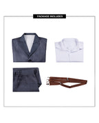 Bride Mad Scientist Costume Retro Gothic Pinstripe Suit Set for Halloween Cosplay