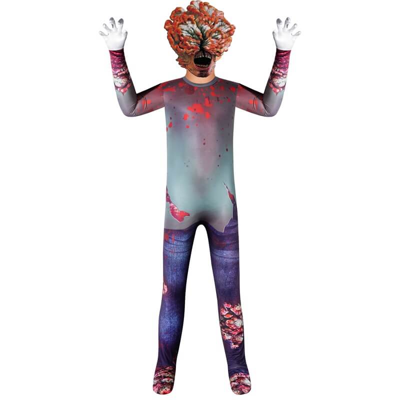 Kids Bloater Costume Last Us Infected Jumpsuit and Mask Zombies Scary Outfit for Halloween Cosplay