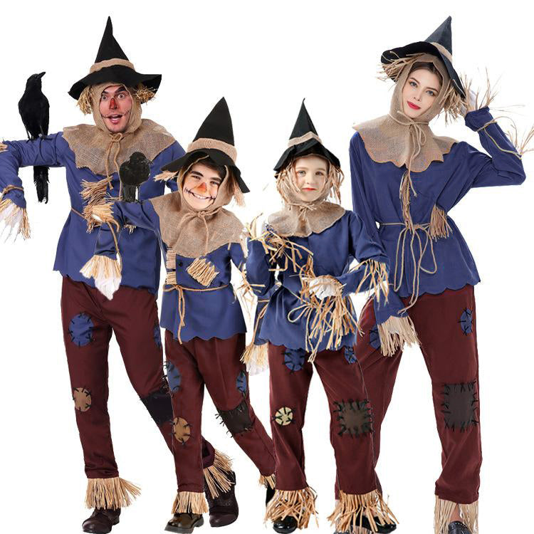 Family Matching Scarecrow Costume Female Male Boys Girls Strawman Halloween Party Dress Up Outfit