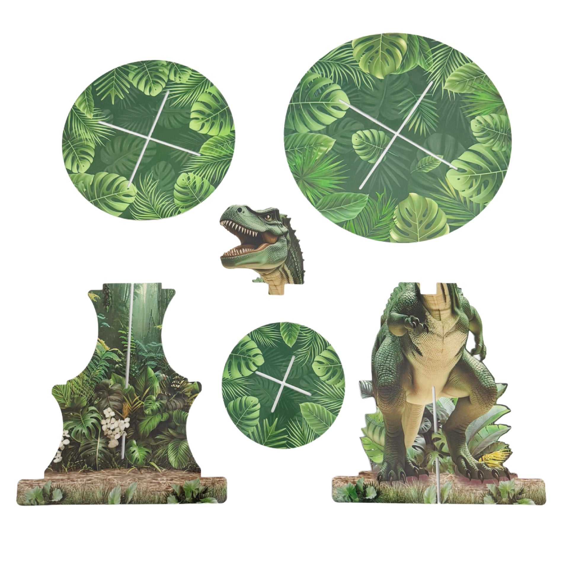 Three-tier Dino Cupcake Stand Jungle Themed Paper Dessert Tower for Dino Party Decorations
