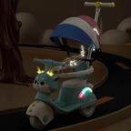 4-IN-1 Electric Push Car Toddler 6V Cartoon Ride-on Toy with Training Wheels and Detachable Handle