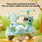 Toddler 3-IN-1 Ride on Car Baby Cartoon Push Car with Detachable Handle and Guardrail