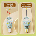 Cute 3-IN-1 Ride on Car Cartoon Baby's Push Car with Detachable Handle and Guardrail
