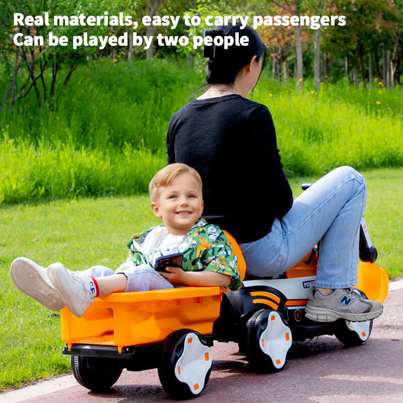 Toddler 6V Digger with Liftable Wagon Electric Excavator Outdoors Ride On Toy