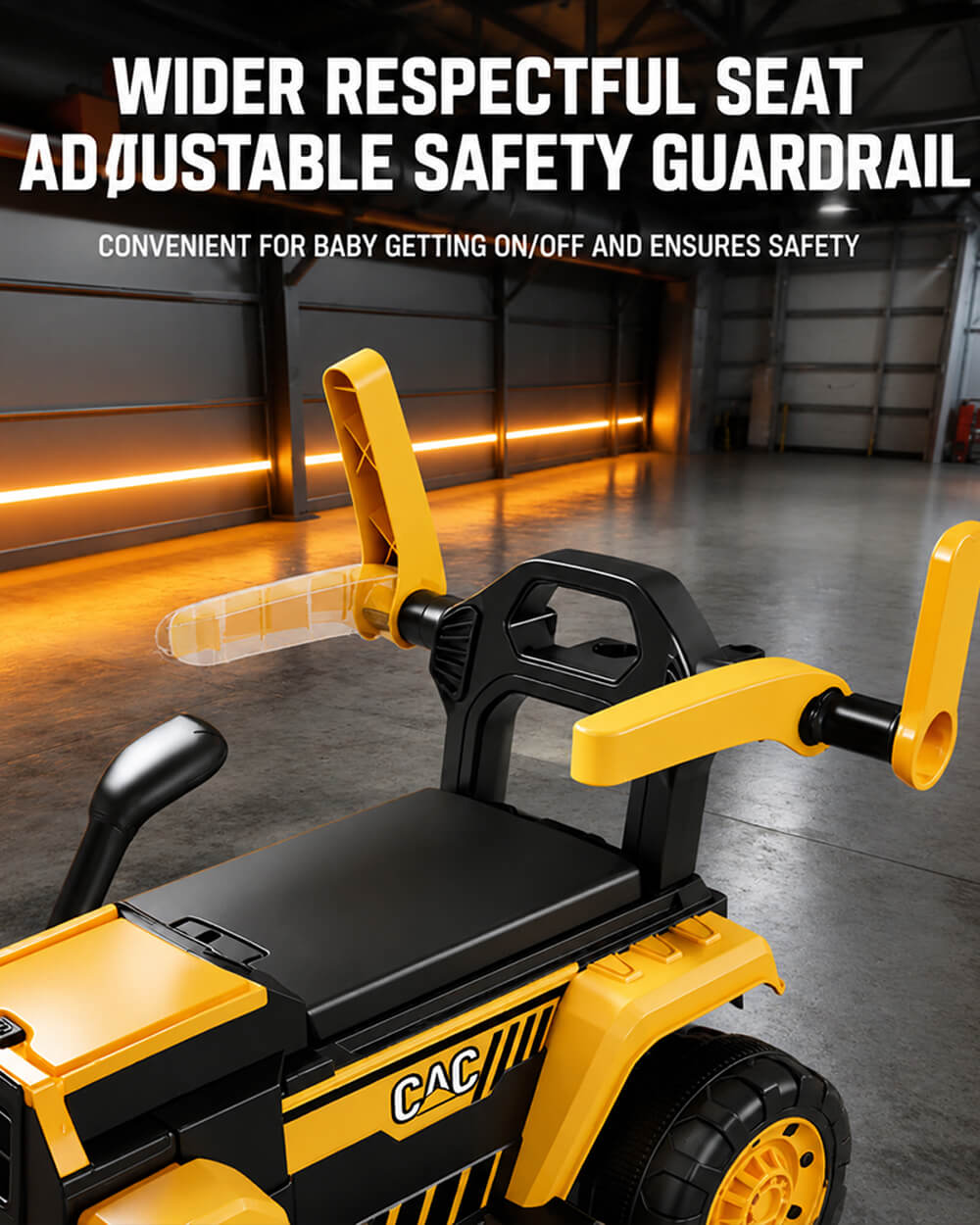 Toddler 6V Ride On Push Car 3-in-1 Electric Excavator with Detachable Push Handle and Safety Guardrail