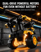 Toddler 6V Ride On Push Car 3-in-1 Electric Excavator with Detachable Push Handle and Safety Guardrail
