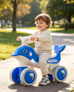 Toddler Balance Bike with Light and Music 4 Wheel Kids Sliding Car Ride On Toy for Indoor Outdoor Play