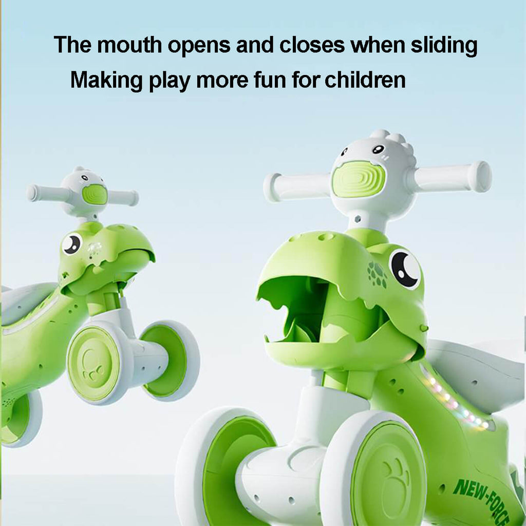 Balance Bike Toddler 4 Wheels Dinosaur Bike Cute Ride On Toys with Light and Music