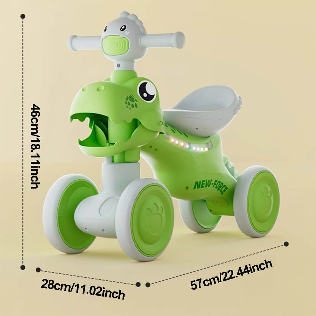 Balance Bike Toddler 4 Wheels Dinosaur Bike Cute Ride On Toys with Light and Music