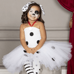 Toddler Dalmatian Costume Little Girls Dog Costume White Polka Dot Tutu Dress with Headband