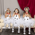 Toddler Dalmatian Costume Little Girls Dog Costume White Polka Dot Tutu Dress with Headband