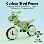 Toddler Dino Balance Bike No-Pedal Training Bike with Adjustable Handlebars and Carbon Steel Frame