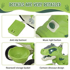Toddler Dino Tricycle Adjustable Handlebars Ride-on Toy with Storage Basket Music and Light
