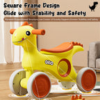 Baby Dino Balance Bike 4 Wheels Toddler First Bike Safe Steering with Light Music Birthday Gifts