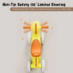 Baby Dino Balance Bike 4 Wheels Toddler First Bike Safe Steering with Light Music Birthday Gifts